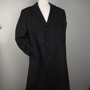 Lauren Ralph Lauren Top Coat Men's 50R Wool Cashmere Overcoat Black Columbia